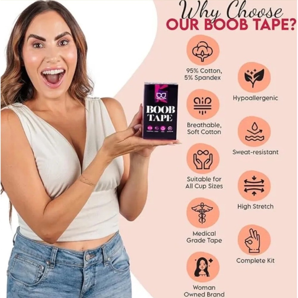 Wonder Twins Boob Tape Kit Tan 5M Roll Silicone Nipple Covers Scissors Pouch NEW - Picture 4 of 6